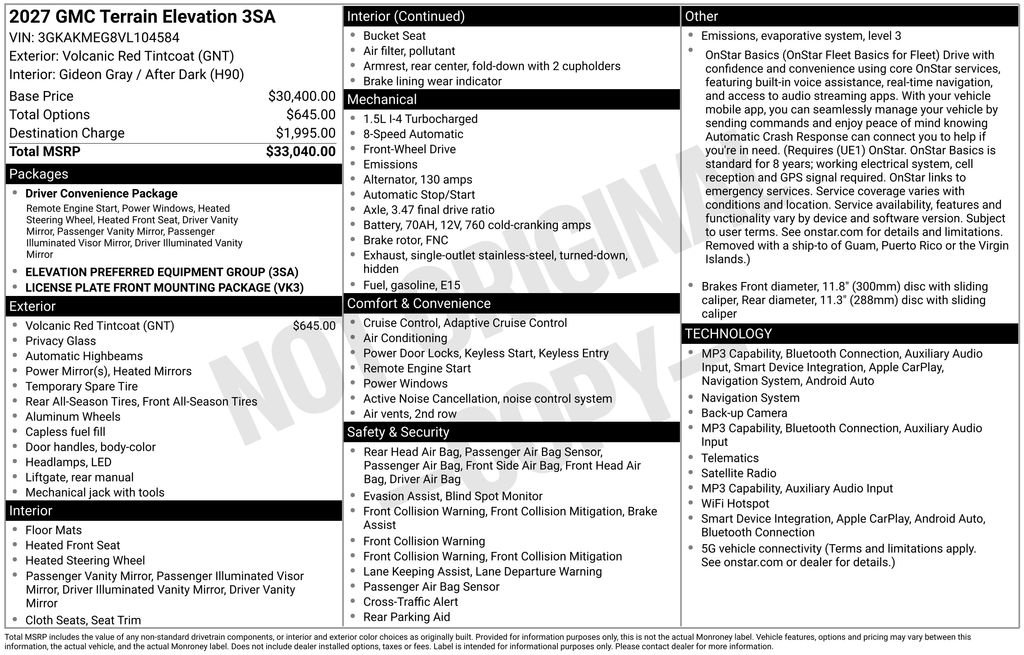 New 2027 GMC Terrain Elevation FWD image 30