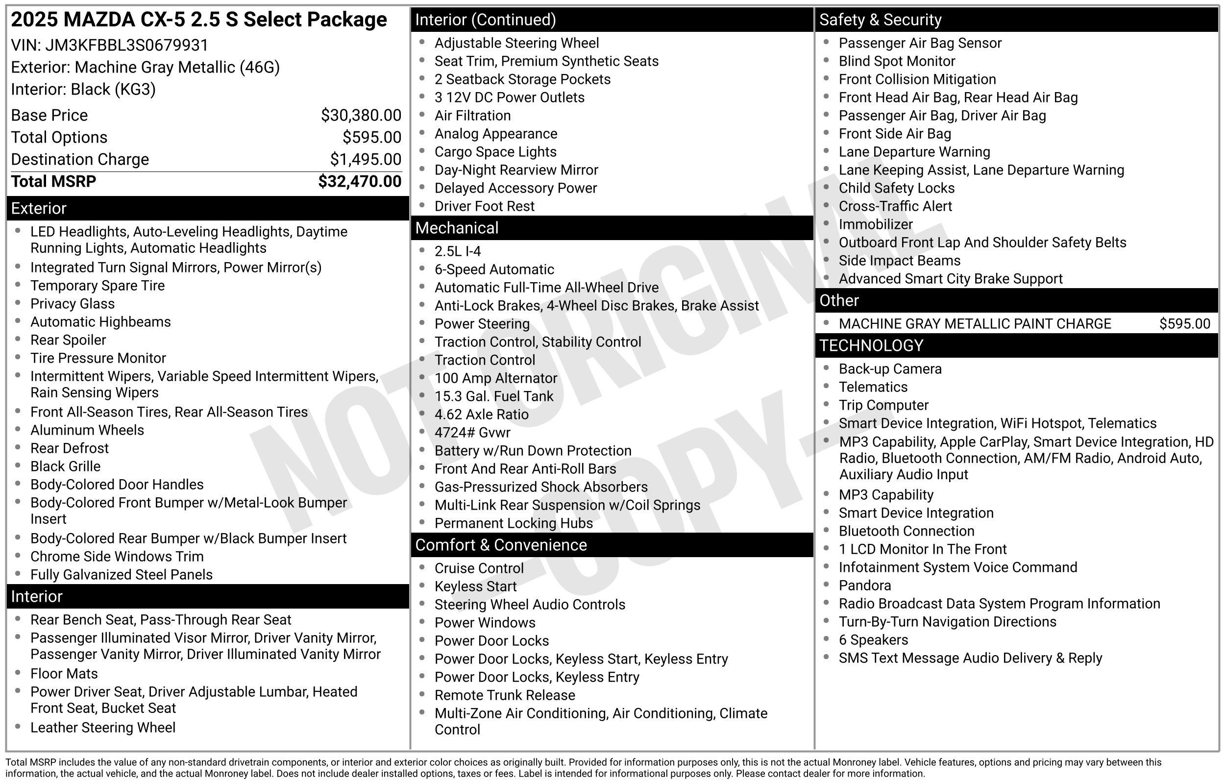 Used 2025 MAZDA CX-5 AWD 2.5 S w/ Select Package image 2