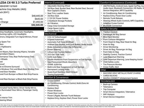 Certified 2024 MAZDA CX-90 3.3 Turbo w/ Preferred Package AWD/4WD image 10