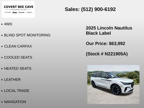 Used 2025 Lincoln Nautilus Black Label w/ Jet Appearance Package AWD/4WD image 6