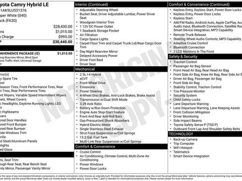 Used 2020 Toyota Camry LE w/ Fleet Convenience Package FWD image 3