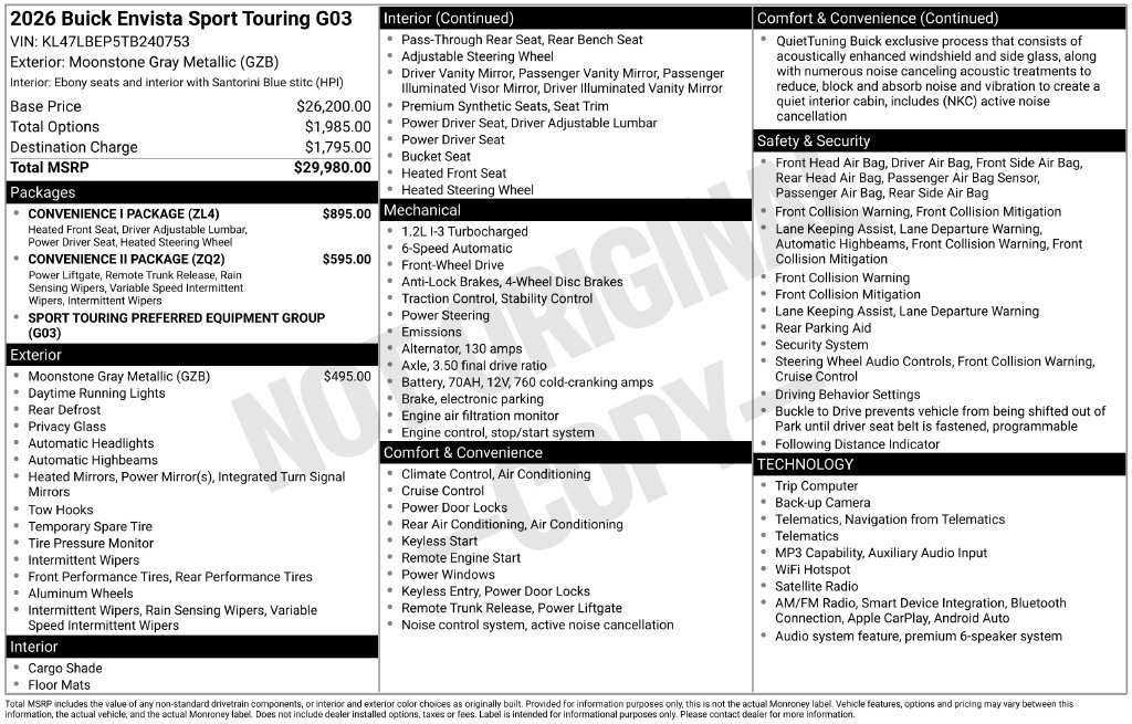 New 2026 Buick Envista Sport Touring w/ Convenience I Package FWD image 40