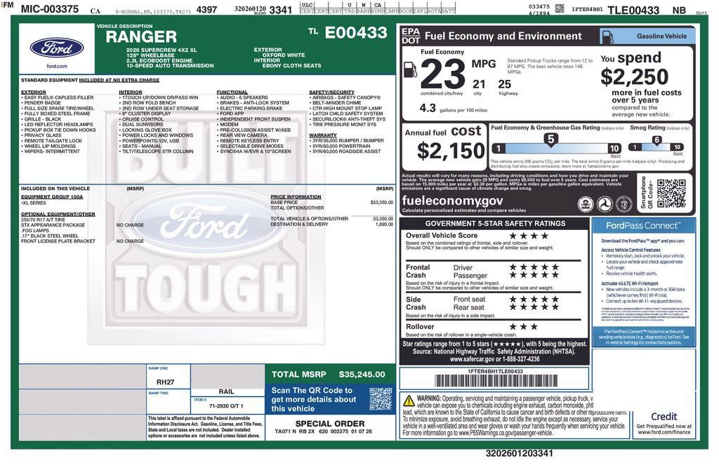 Used 2026 Ford Ranger XL RWD image 3