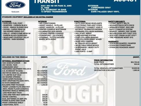 Used 2021 Ford Transit 350 XL AWD/4WD image 2