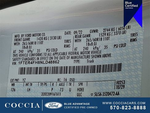 Certified 2022 Ford Ranger XLT w/ Equipment Group 301A Mid image 28