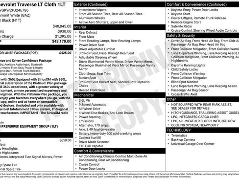 Used 2023 Chevrolet Traverse LT w/ LPO, Floor Liner Package AWD/4WD image 36