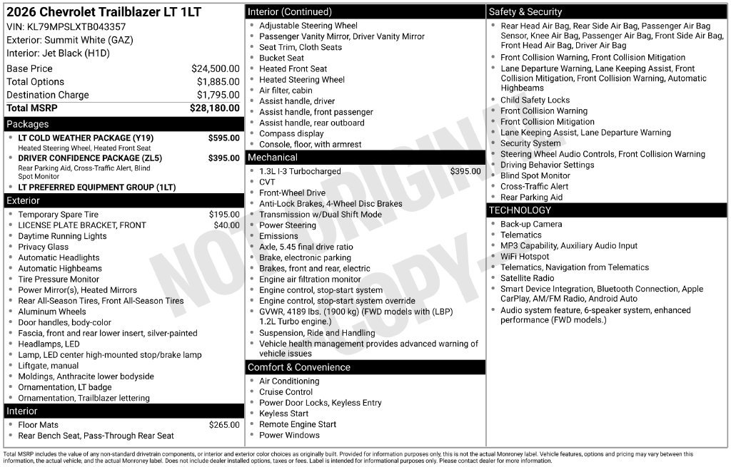 Used 2026 Chevrolet TrailBlazer LT w/ LT Cold Weather Package FWD image 48
