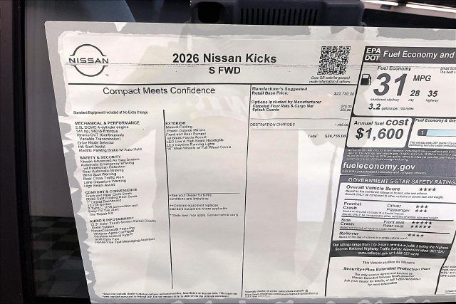 New 2026 Nissan Kicks S FWD image 34