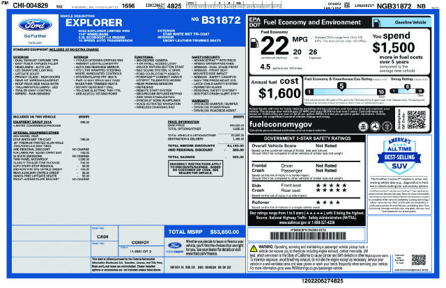 Used 2022 Ford Explorer Limited w/ Equipment Group 301A AWD/4WD image 27