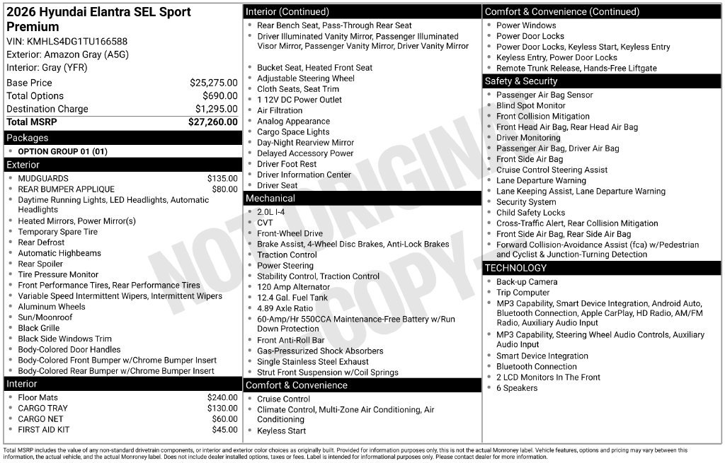 Certified 2026 Hyundai Elantra SEL Sport Premium FWD image 33