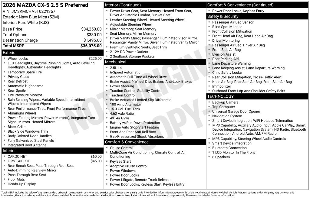 New 2026 MAZDA CX-5 Preferred AWD/4WD image 33
