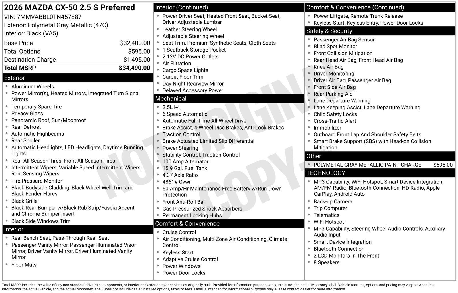 Used 2026 MAZDA CX-50 AWD 2.5 S w/ Preferred Pkg image 2