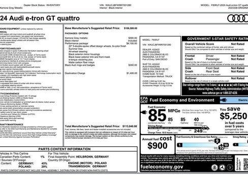 Used 2024 Audi e-tron GT Premium Plus w/ Performance Package image 4