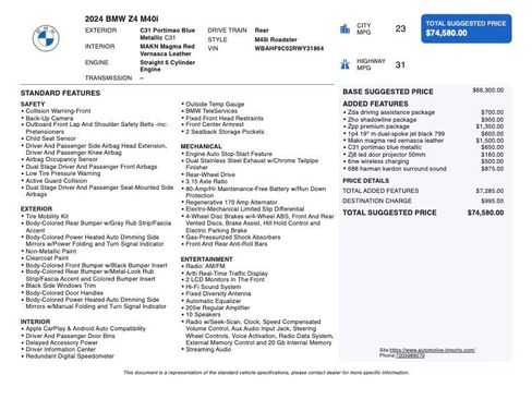 Used 2024 BMW Z4 M40i w/ Premium Package image 2