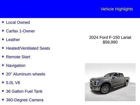 Certified 2024 Ford F150 Lariat w/ Equipment Group 502A High AWD/4WD image 3