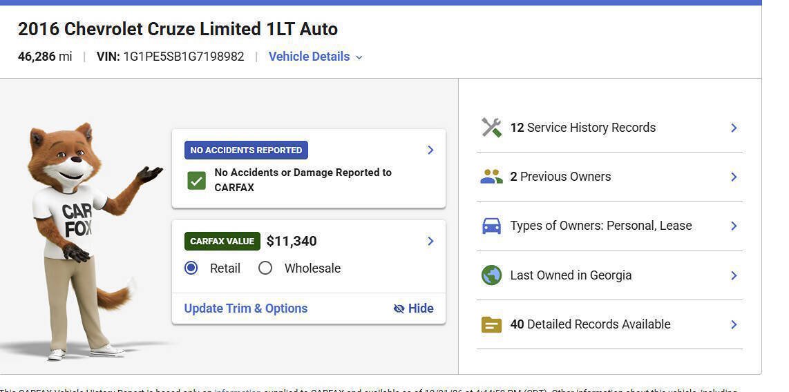 Used 2016 Chevrolet Cruze LT w/ Technology Package FWD image 26