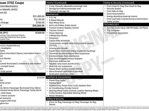 Used 2011 Nissan 370Z Coupe w/ Sport Pkg RWD image 9