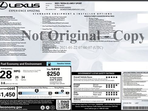 Certified 2021 Lexus ES 250 F Sport w/ Accessory Package 2 AWD/4WD image 3