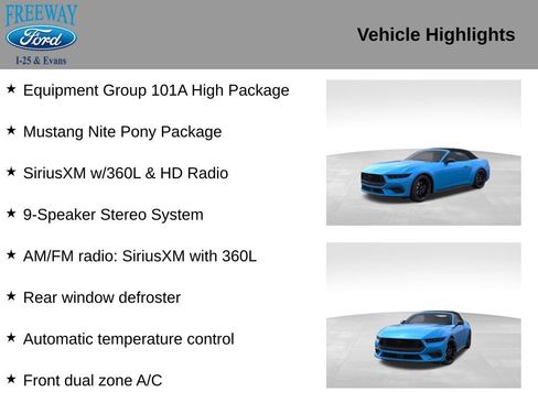 New 2025 Ford Mustang Convertible w/ Mustang Nite Pony Package image 2
