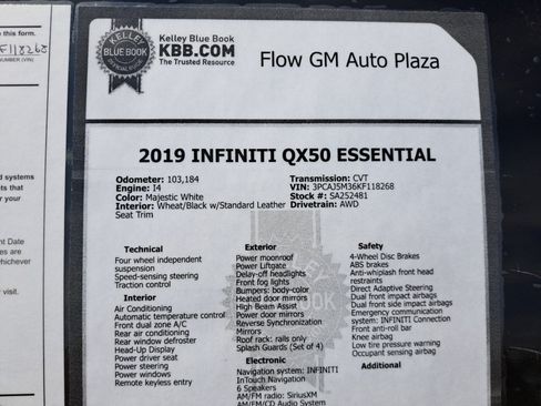 Used 2019 INFINITI QX50 Essential w/ Proactive Package AWD/4WD image 39