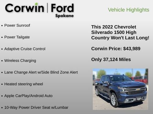 Used 2022 Chevrolet Silverado 1500 High Country AWD/4WD image 12