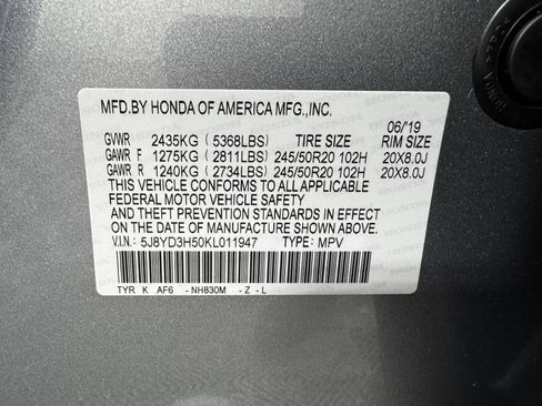 Certified 2019 Acura MDX FWD w/ Technology Package image 52