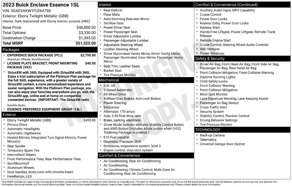 Certified 2023 Buick Enclave Essence w/ Experience Buick Package AWD/4WD image 31