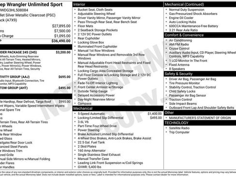 Used 2017 Jeep Wrangler Unlimited Sport w/ Quick Order Package 24S AWD/4WD image 16