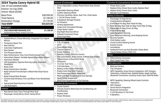 Certified 2024 Toyota Camry SE w/ Cold Weather Package FWD image 33