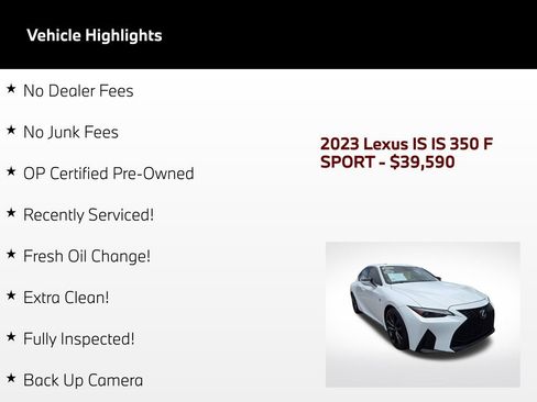 Used 2023 Lexus IS 350 F Sport w/ Navigation Package RWD image 50