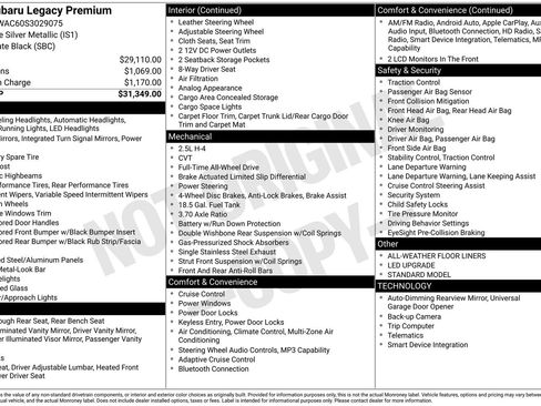 Certified 2025 Subaru Legacy Premium AWD/4WD image 35