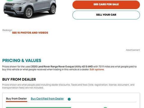 Used 2020 Land Rover Range Rover Evoque S AWD/4WD image 20