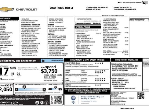 Used 2022 Chevrolet Tahoe LT w/ Luxury Package AWD/4WD image 11