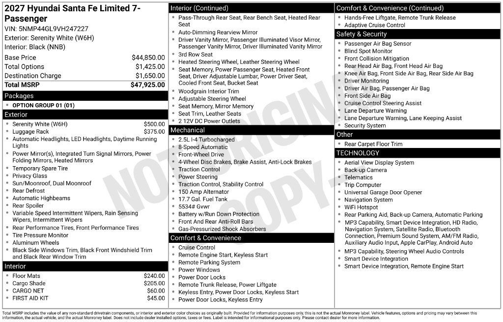 New 2027 Hyundai Santa Fe Limited FWD image 6