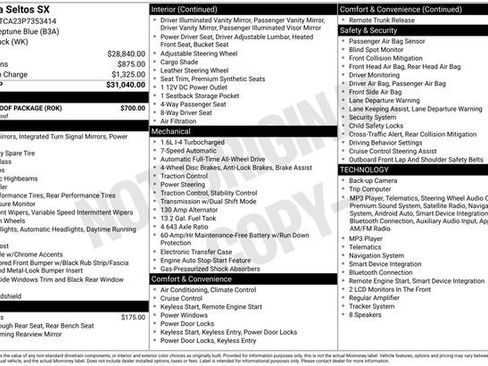 Used 2023 Kia Seltos SX w/ SX Sunroof Package AWD/4WD image 15