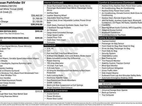 Used 2020 Nissan Pathfinder SV w/ Rock Creek Edition AWD/4WD image 9