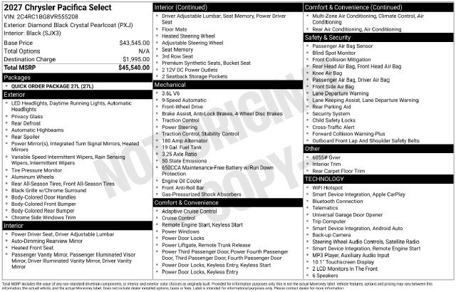 New 2027 Chrysler Pacifica Select FWD image 5