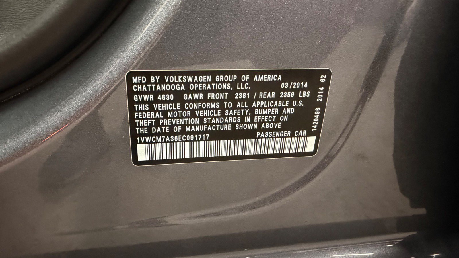 Used 2014 Volkswagen Passat 3.6 SEL Premium FWD image 50