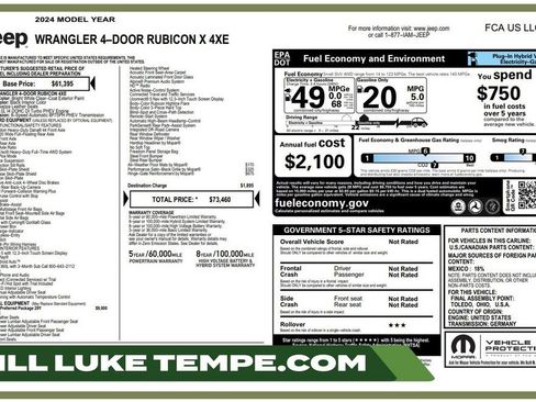 Used 2024 Jeep Wrangler Unlimited Rubicon 4xe AWD/4WD image 1