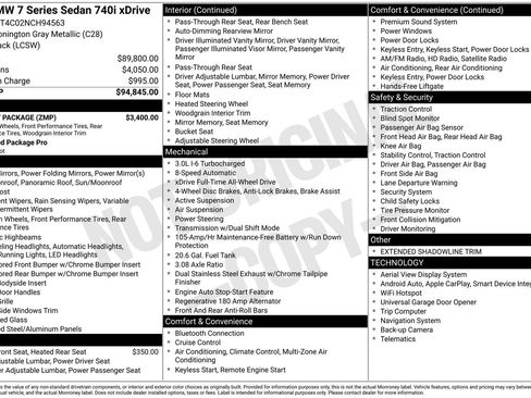 Used 2022 BMW 740i xDrive w/ M Sport Package image 52