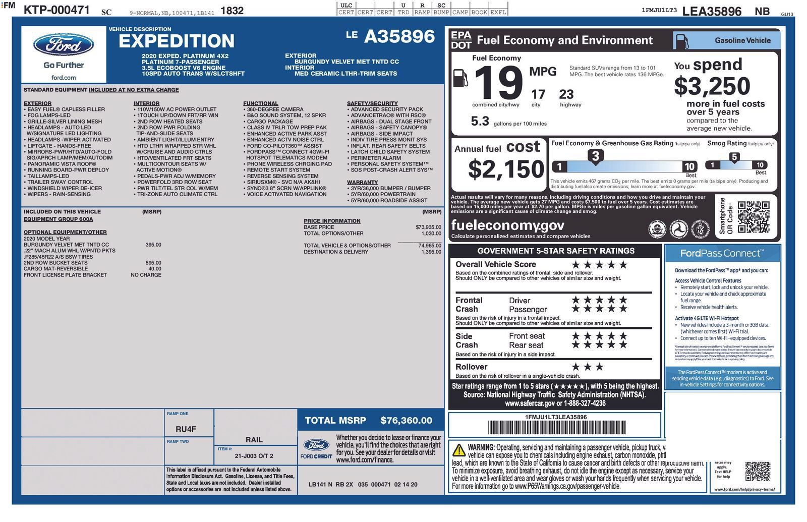 Used 2020 Ford Expedition Platinum RWD image 3