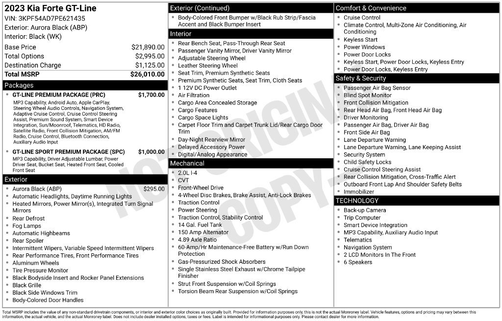 Certified 2023 Kia Forte GT-Line w/ GT-Line Premium Package FWD image 2