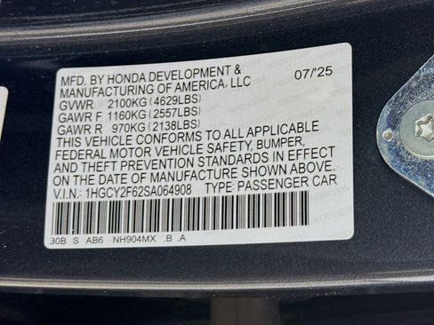 Certified 2025 Honda Accord EX-L image 38