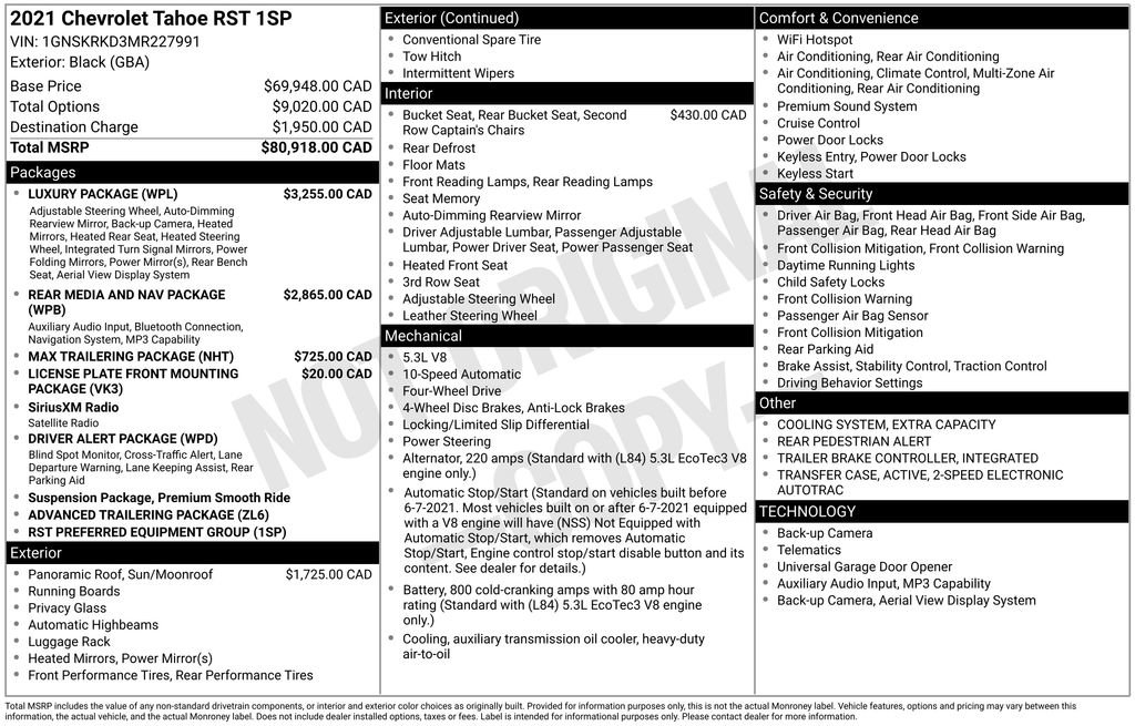Used 2021 Chevrolet Tahoe RST w/ Luxury Package AWD/4WD image 6