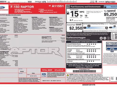 Used 2022 Ford F150 Raptor w/ Equipment Group 801A High AWD/4WD image 5