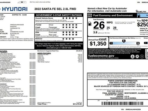 Used 2022 Hyundai Santa Fe SEL FWD image 3