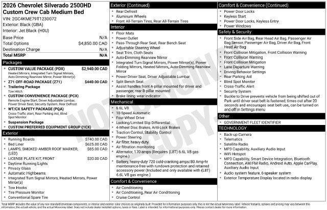 New 2026 Chevrolet Silverado 2500 Custom w/ Custom Value Package AWD/4WD image 2