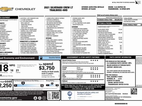 Certified 2021 Chevrolet Silverado 1500 LT Trail Boss w/ Bed Protection Package image 4