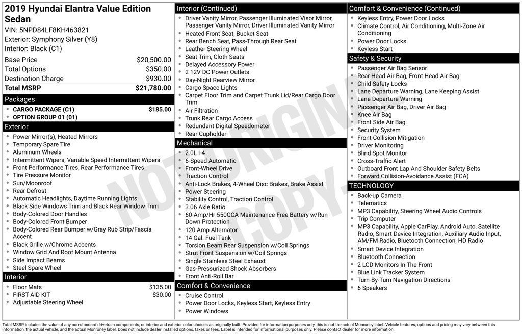 Used 2019 Hyundai Elantra Value Edition w/ Cargo Package FWD image 36