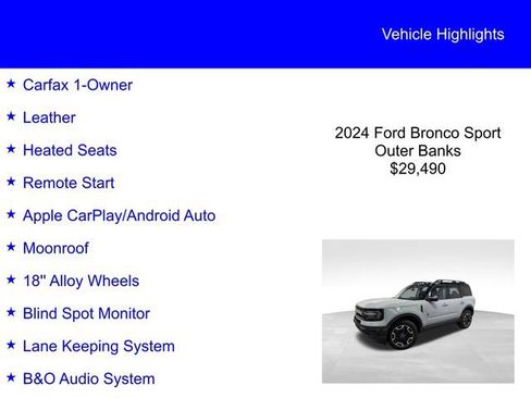 Certified 2024 Ford Bronco Sport Outer Banks w/ Tech Package AWD/4WD image 3